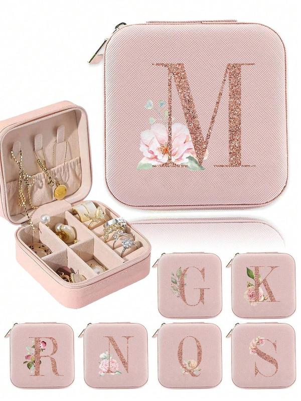 Letter Pattern Jewelry Storage Box, Large Capacity Jewelry Organizer, Multifunctional Jewelry Display Box for Women & Girls