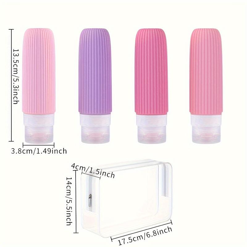 Travel Bottles for Toiletries, Tsa Approved 3oz Portable Travel Bottles, BPA Free Leak Proof Squeezable Silicone Travel Size Containers, Travel Accessories with Clear Toiletry Bag (4 Pack) Organiser Tin