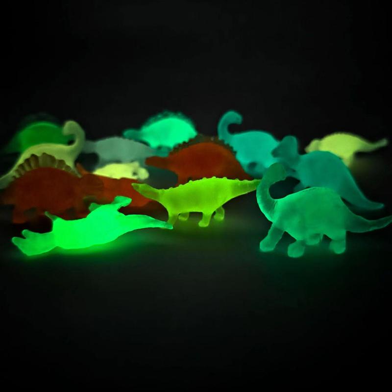 Random Color Luminous Dinosaur Decoration, 25pcs set Mini Dinosaur Ornament for Micro Landscape Decor, Party Gift, Birthday Cake Decoration