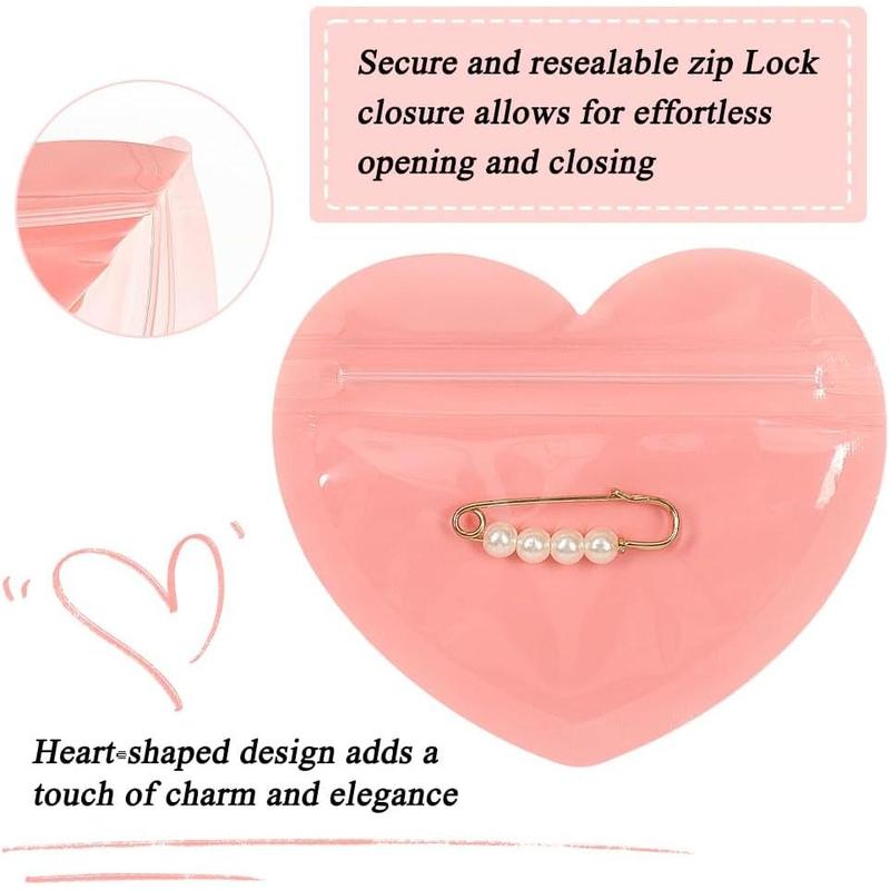 100pcs Mini Bags for Small Business, 2x3 inch Heart-Shaped Jewelry Bags Clear Mylar Ziplock Baggies Cute Packaging Supplies for Earring Sample Gift Organiser