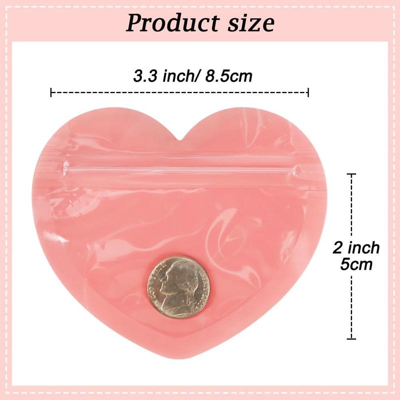 100pcs Mini Bags for Small Business, 2x3 inch Heart-Shaped Jewelry Bags Clear Mylar Ziplock Baggies Cute Packaging Supplies for Earring Sample Gift Organiser