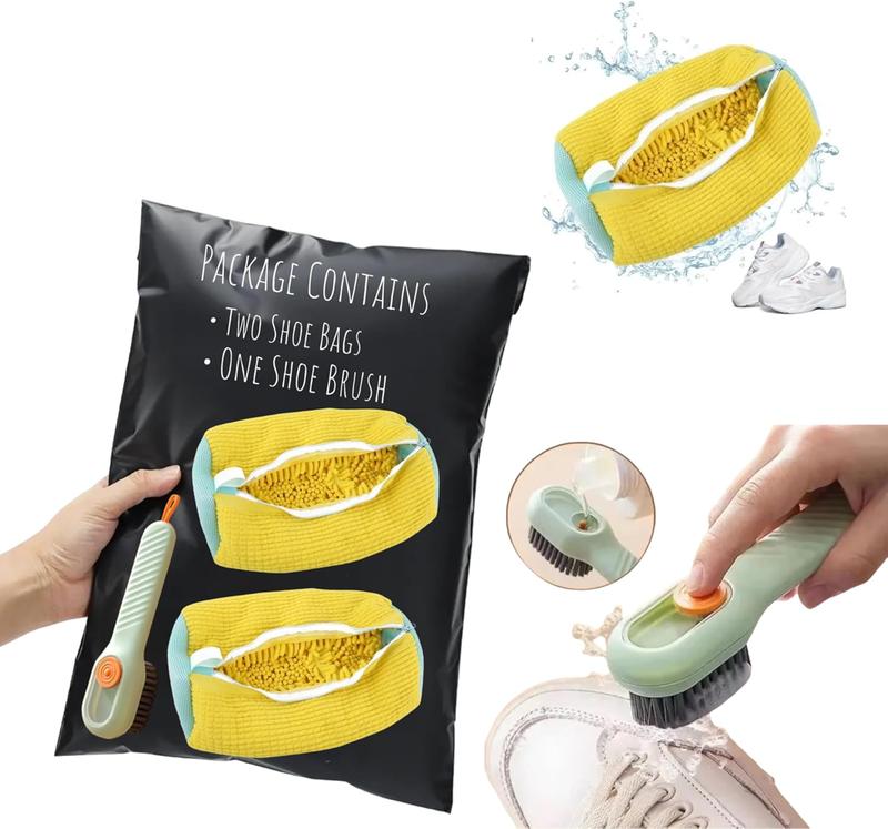 2024 NEW Shoe Washing Bag for Washing Machine Laundry Shoe Bag For Washer And Dryer, Reusable Shoe Washing Bag for All Shoe Types And Sizes Shoe Cleaning Bag Includes 2 BAGS WITH SHOE BRUSH