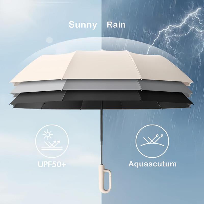 Automatic Umbrella, Creative Ring Buckle Windproof Reinforced Umbrella, Folding Umbrella with Windproof Buckle and Compact Design for Outdoor Travel