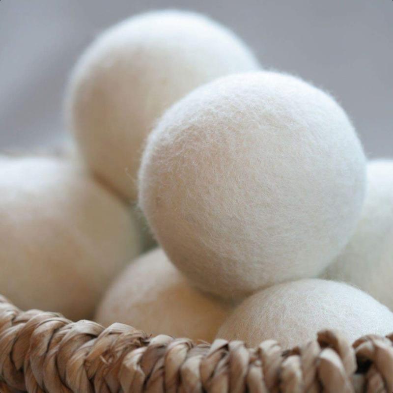 6 Pack All Natural Organic Wool Dryer Balls Medium Size - Reusable Chemical Free Natural Fabric Softener, Anti Static, Reduces Clothing Wrinkles and Saves Drying Time