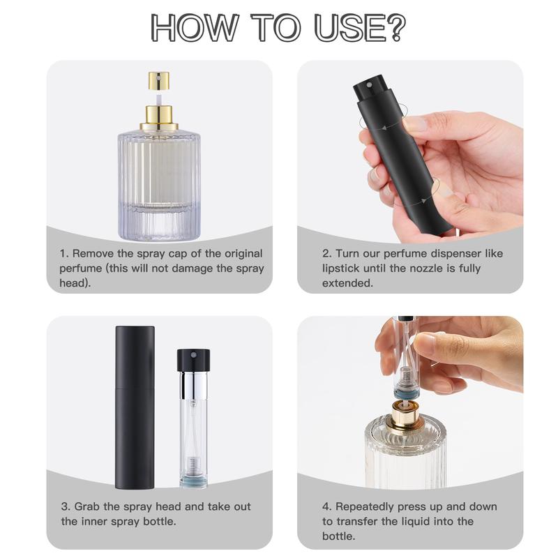 5ML Refillable Perfume Atomizer Bottle for Travel, Portable Cologne Atomizer, Pocket Perfume Spray (Matte Black)