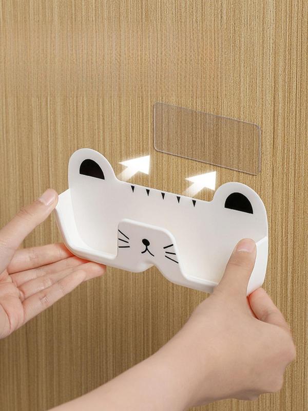 Cute Cat Design Glasses Storage, Wall Mounted Punch Free Glasses Holder, Hang on The Wall Glasses Storage Rack, Eyewear Accessories for Home Office