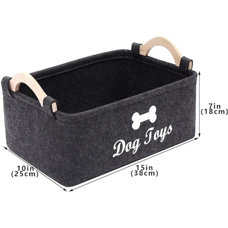 Felt Pet Toy Storage Basket, 1 Count Portable Foldable Pet Toy Storage Box, Multi-purpose Large Capacity Pet Toy Organizer, Home Organizers