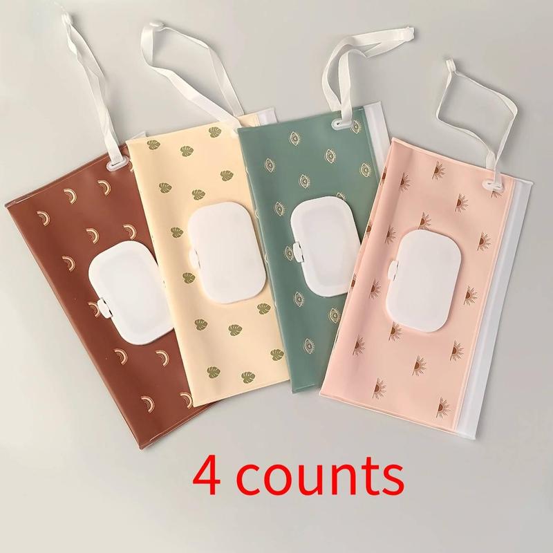 Portable Wet Tissue Storage Bag, 4 Counts Reusable Hanging Wet Tissue Bag, Storage Bag for Home Living Room Bedroom Car