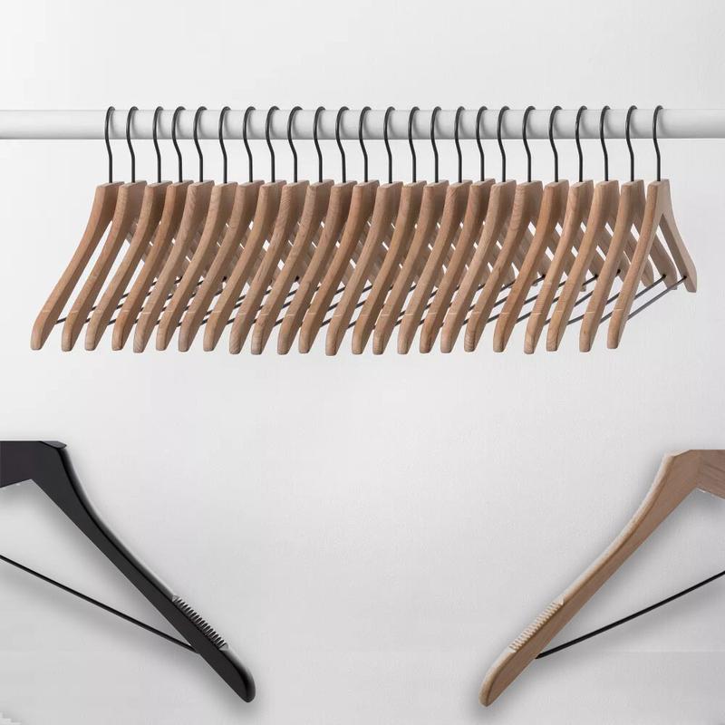 Premium Wooden Hangers 25 Pack - Durable Coat Hanger - Suit Hangers with 360-Degree Rotatable Hook - Wood Hangers with Shoulder Grooves