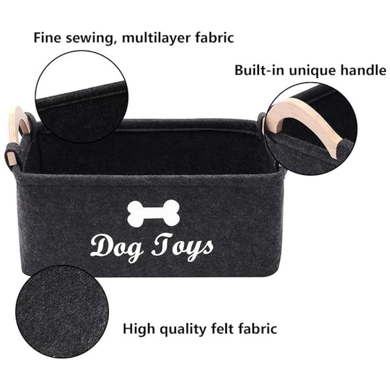 Felt Pet Toy Storage Basket, 1 Count Portable Foldable Pet Toy Storage Box, Multi-purpose Large Capacity Pet Toy Organizer, Home Organizers