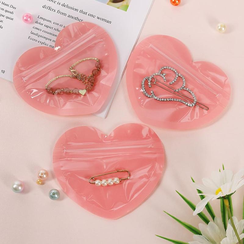 100pcs Mini Bags for Small Business, 2x3 inch Heart-Shaped Jewelry Bags Clear Mylar Ziplock Baggies Cute Packaging Supplies for Earring Sample Gift Organiser