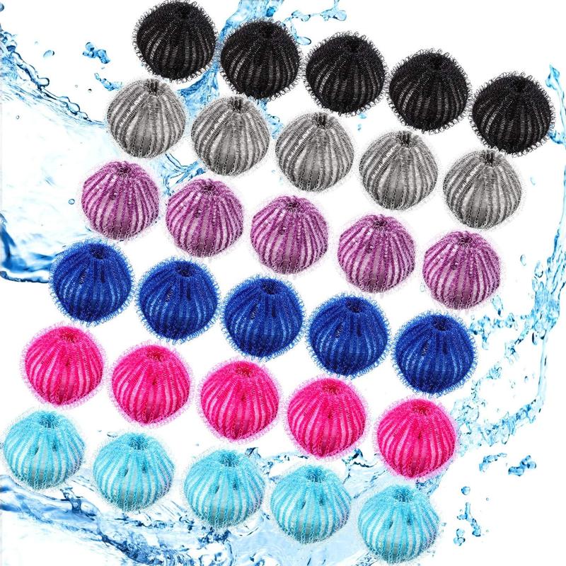 30 Pieces Pet Hair Remover for Laundry Dryer Balls Reusable Washing Machine Hair Catcher Pet Dog Cat Hair Catcher Lint Remover (Light Blue,Blue,Grey,Black,Purple,Rose Red)