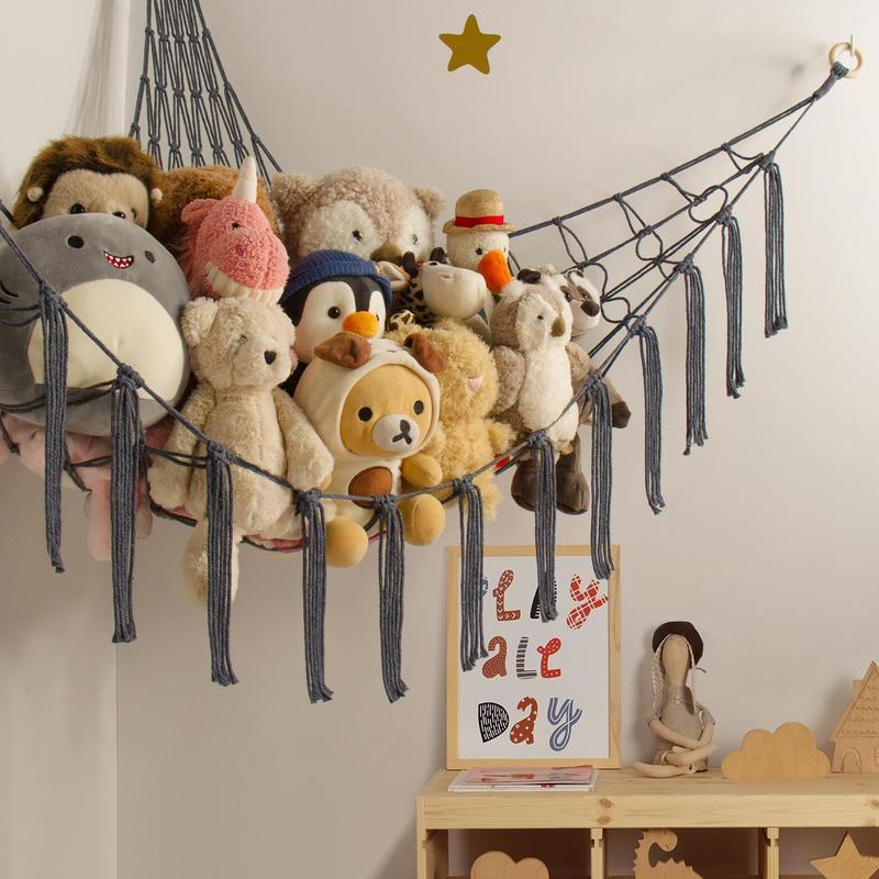 Stuffed Animals Storage Hammock Net Corner Large Adult Toy Hammock Hanging Organizers Storage Home Living Boys Room Decor Cute Funny Stuff Gifts Decorations