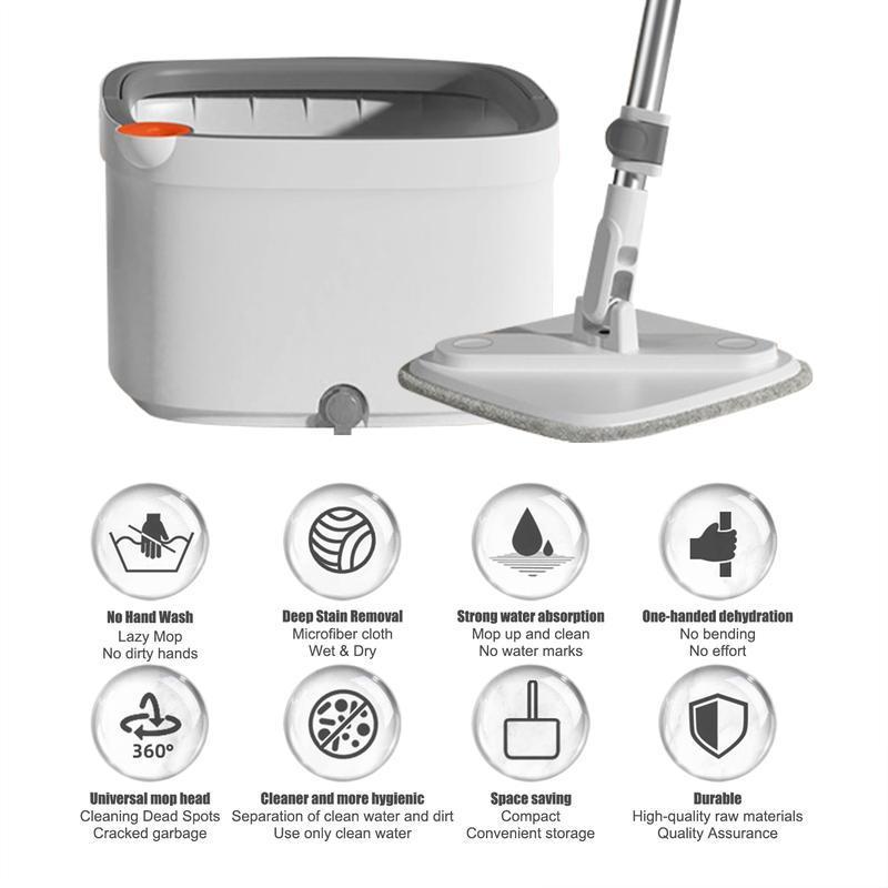 Rotary mops and buckets, including rotary mops, double-compartment mops and thick washable microfiber mops