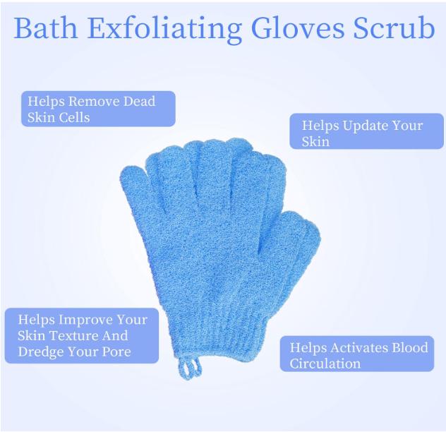 4 Pairs Bath Exfoliating Gloves Scrub, Double Sided Bath Mitts Scrubs for Shower, Exfoliating Shower Mitt Body Scrubber Glove