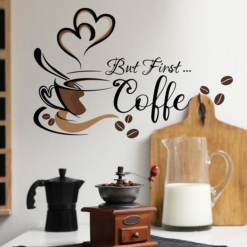 Coffee Letter Pattern Wall Sticker for Room Decor, Self Adhesive Wall Decal, Wall Decor, Decorative Sticker For Kitchen & Coffee