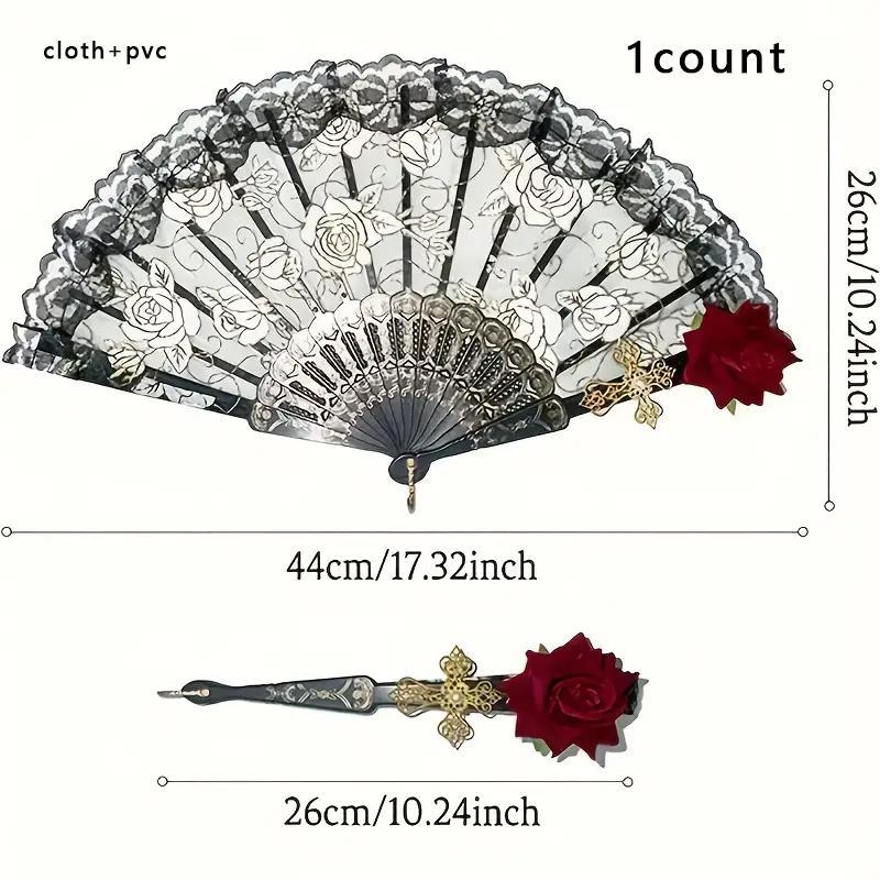 Lace Hand Fan, 1 Count Foldable Handheld Fan, Portable Hand Fan for Wedding Favors, Birthday Party Decorations, Home Room Decor