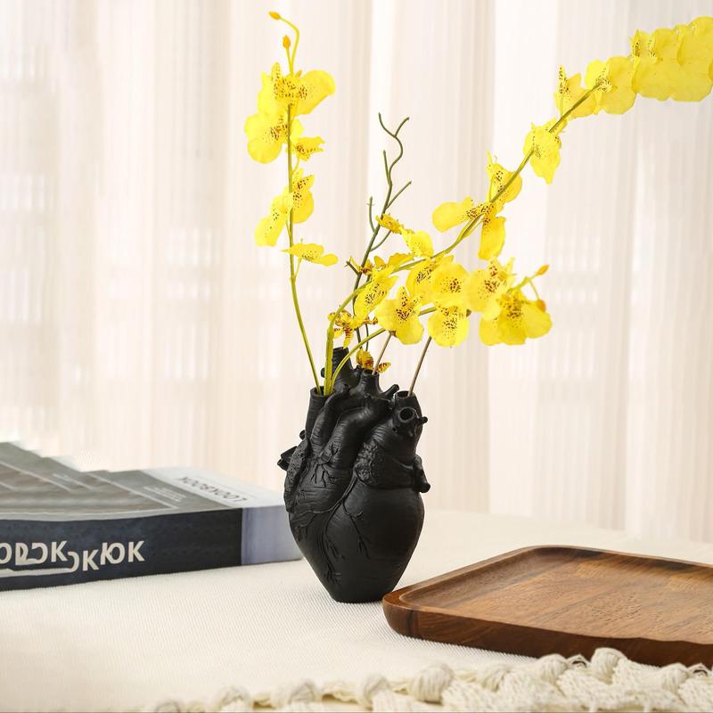 Heart Organ Design Flower Vase Table Decor, Creative Modern Resin Flower Vase, Summer Decor 2024, Decorative Vase for Home Office Decor, Fall Decor, Men Gifts