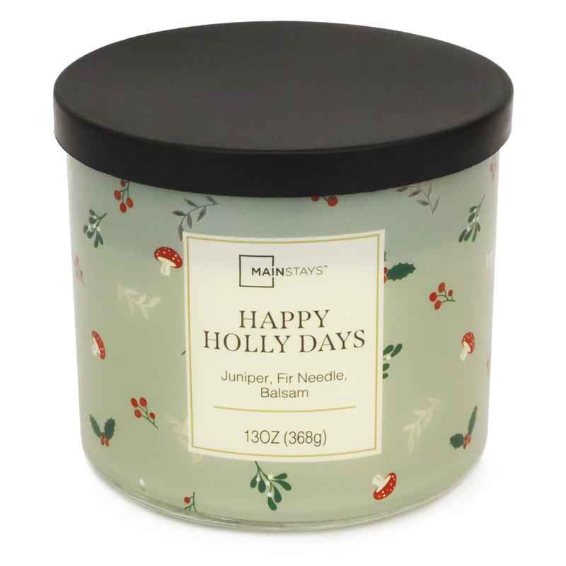 Mainstays 3-wick Happy Holly Days Candle, 13-Ounce Decor