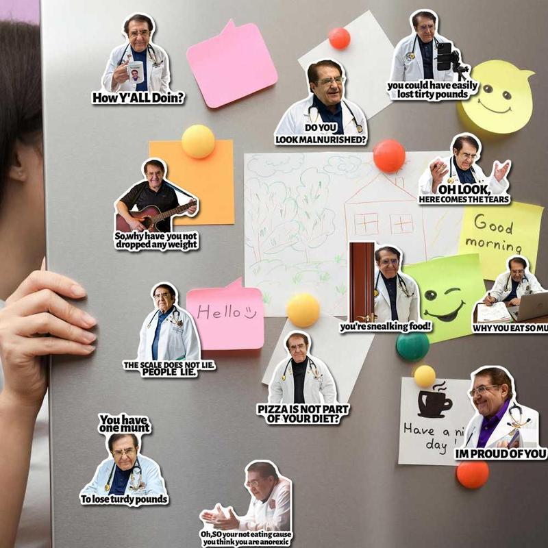 Dr. Nowzaradan Fridge Magnet, 12pcs set Funny Doctor Pattern Magnetic Fridge Sticker, Decorative Sticker for Home Kitchen Office