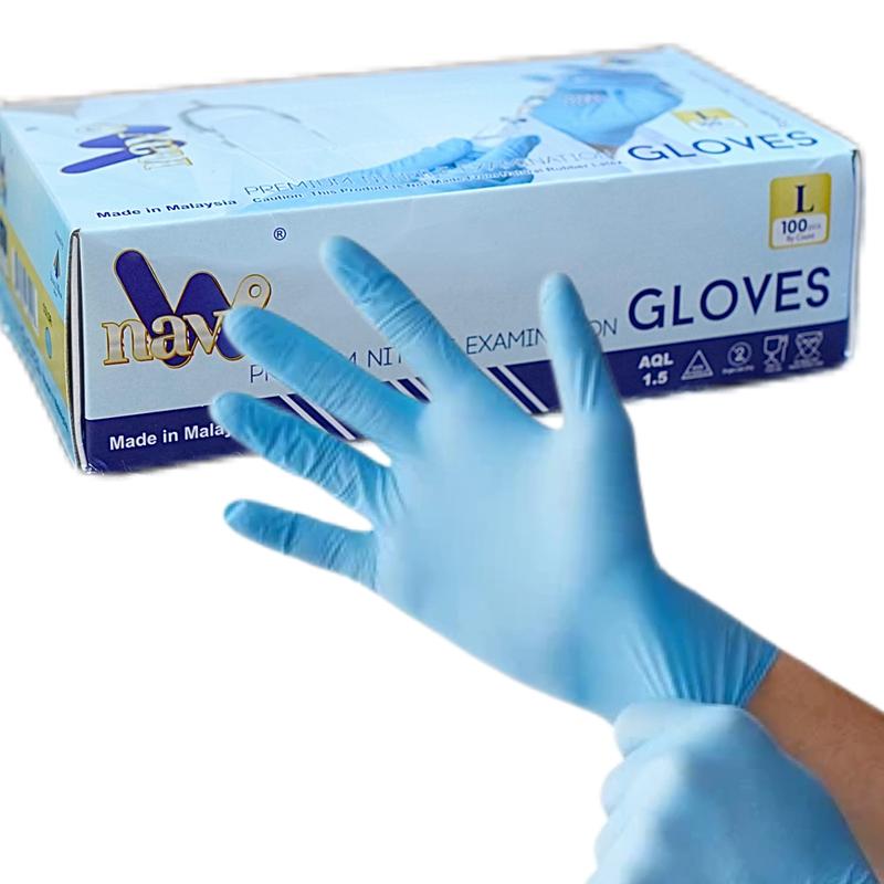 Blue Nitrile Disposable Gloves - Latex-Free & Powder-Free Cleaning Food Gloves Hand Household Kitchen 100-ct