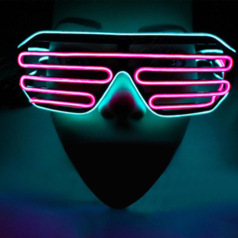 LED Luminous Shutter Glasses Without Battery, 1 Count Battery Powered Luminous Eyeglasses, Party Decoration Supplies, Summer Essentials