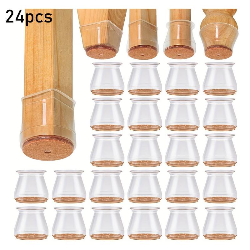 Chair Leg Floor Protector, 24pcs Silicone Chair Leg Cover, Furniture Accessories for Home Living Room Bedroom Dormitory Hotel Office