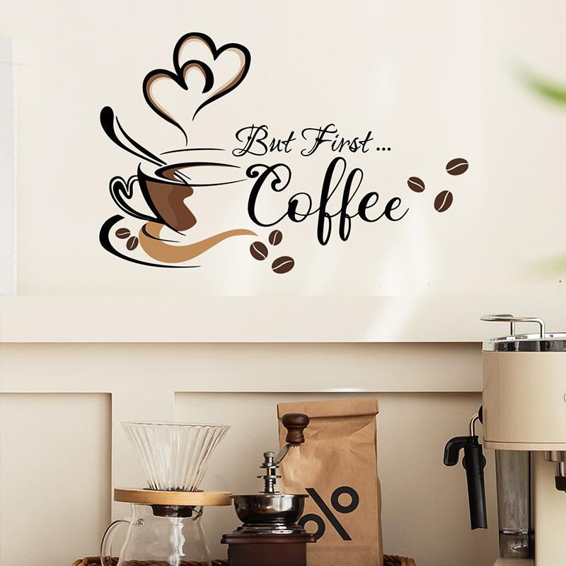 Coffee Letter Pattern Wall Sticker for Room Decor, Self Adhesive Wall Decal, Wall Decor, Decorative Sticker For Kitchen & Coffee