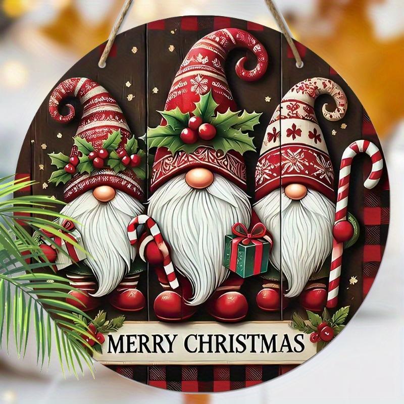 Christmas Dwarf Pattern Wooden Hanging Sign, Merry Christmas Wooden Door Sign, Hanging Decor for Yard Balcony Door, Ideal Christmas Decorations