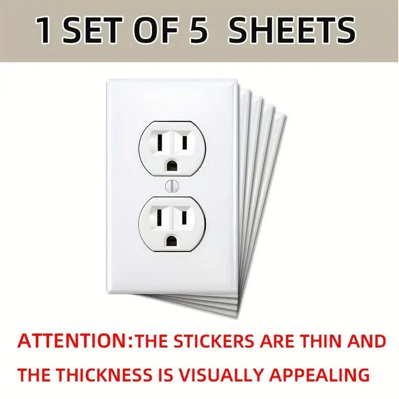 Fake Power Outlet Stickers, 10pcs set Self-adhesive Funny Power Outlet Decals, Wall Prank Stickers for Office, Home, Party