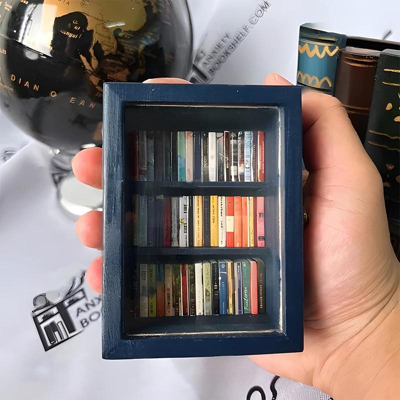 Creative Anti-Anxiety Bookshelf Miniature Book Match Boxes Gift Shake Away Your Anxiety Doll House Decoration Gifts Ornaments Wood Wooden Artistic