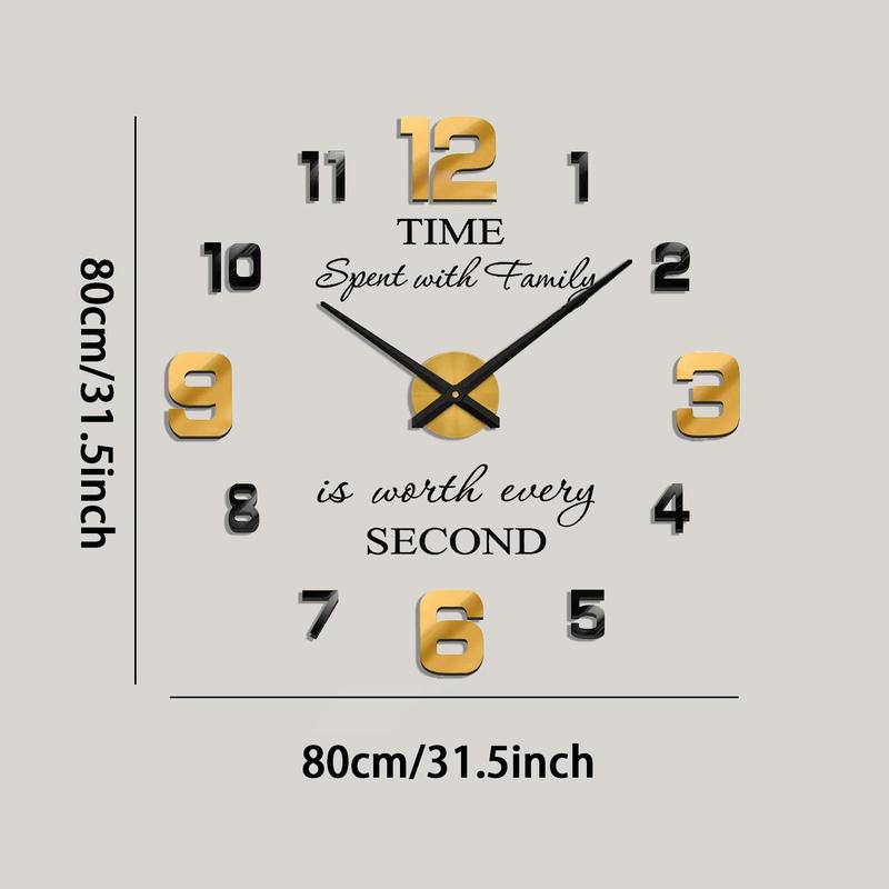 DIY 3D Frameless Silent Wall Clock without Battery, 1 Count Modern Wall Clock, Wall Decor for Home Living Room, Dining Room, Bedroom Decoration