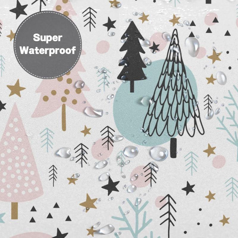 PAUSEBOLL Christmas Shower Curtain, Christmas Tree Shower Curtains for Bathroom Decor, Winter Holiday Shower Curtain, Xmas Pine Fabric Cloth Bath Curtain 72x72 Inch