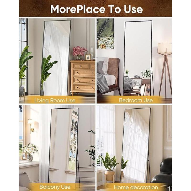 Floor Standing Mirror, Wall Mirror with Stand Aluminum Alloy Thin Frame，Full Length Mirror Wall Mirror 64