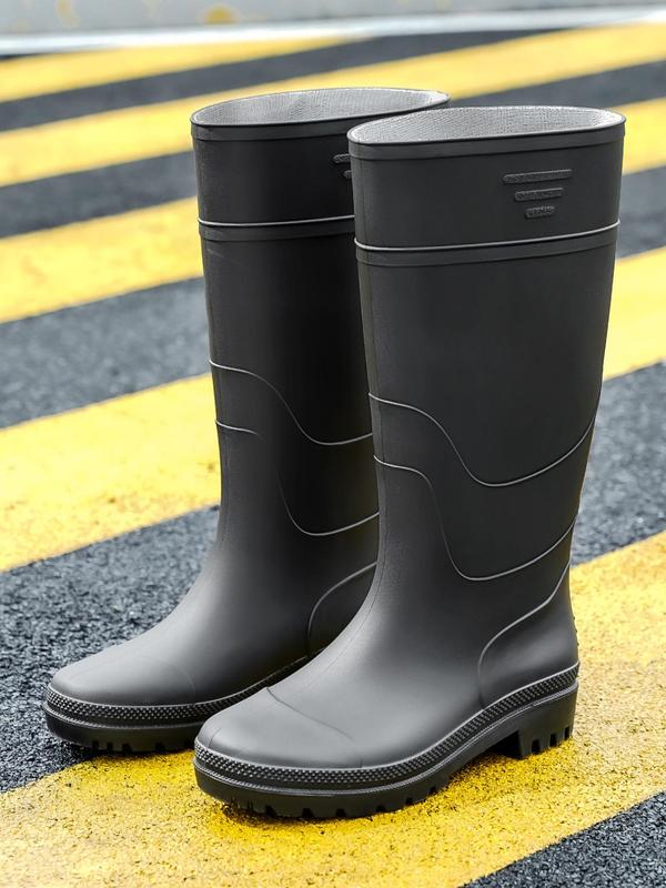 Men's Minimalist Casual Plain Rain Boots, Simple Design Waterproof Solid Color Water Shoes, Casual Slip-on Water Shoes for Outdoor