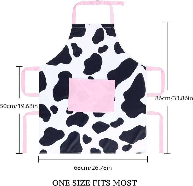 Cute Apron Cow Apron for Women Kitchen Apron with Pockets for Cooking Baking Gardening Grilling BBQ Cow Gift for Women Black and White Cow Print Bib Aprons