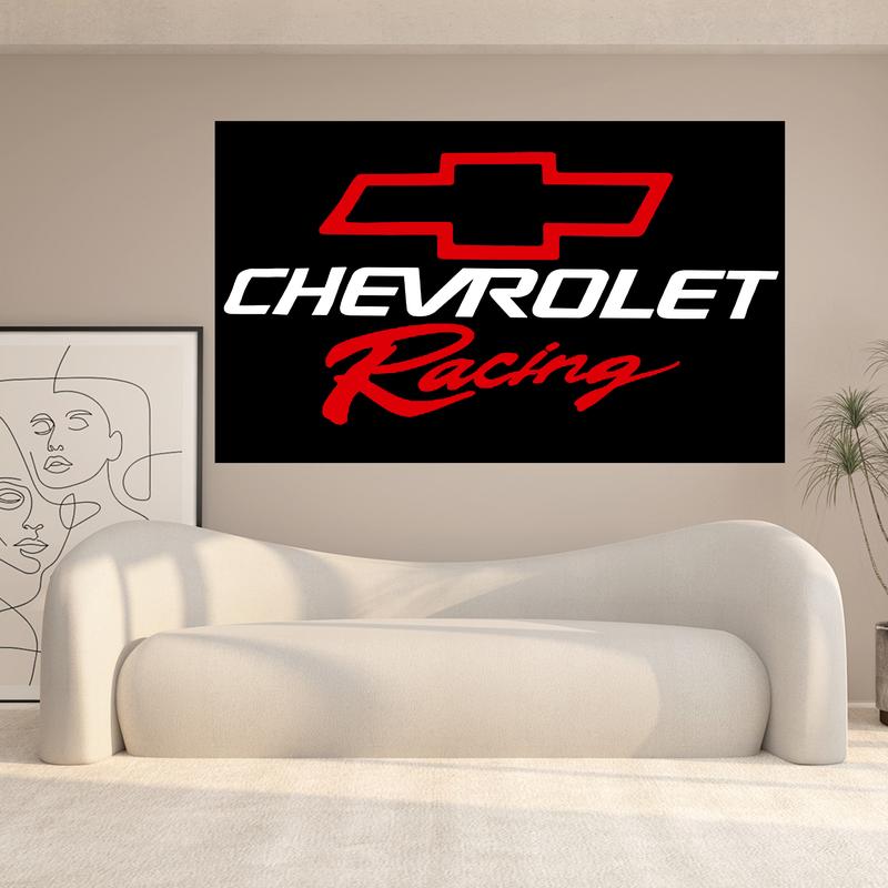 Chevrolet Racing Chevy Flag 3x5ft Banner Chevrolet for Room College Dorm Bedroom Wall Tapestry Decor Garage - Brass Grommets