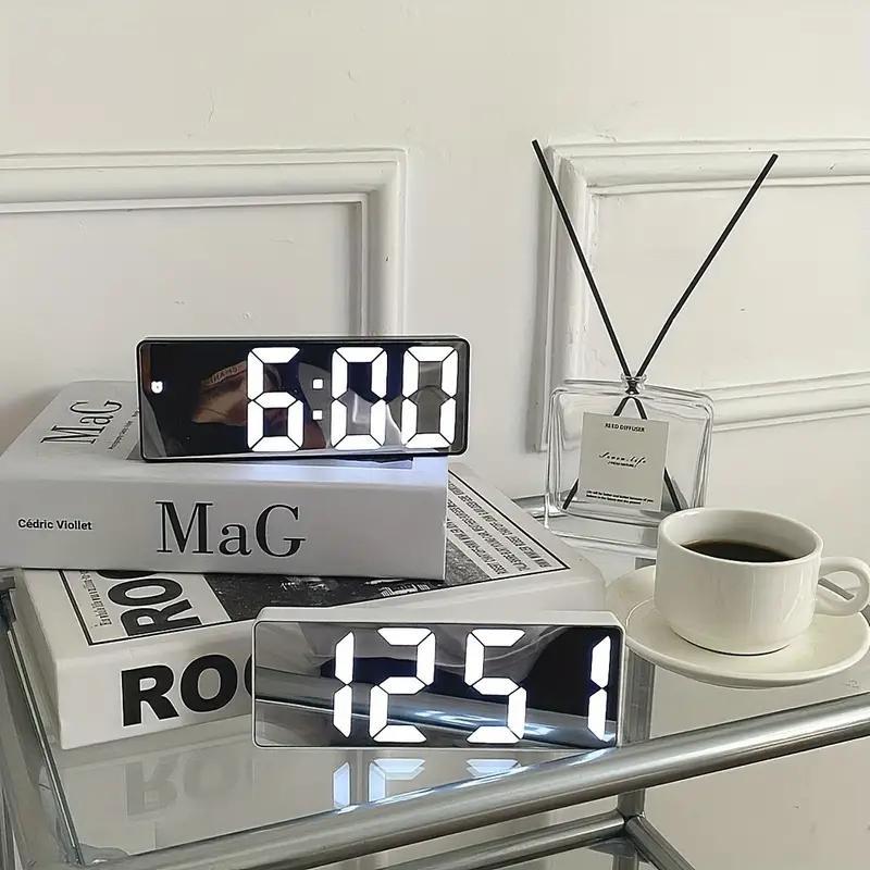 LED Mirror Alarm Clock, USB Powered Digital Clock, Desktop Electronic Clock, Home Decor for Bedroom, Office, Living Room