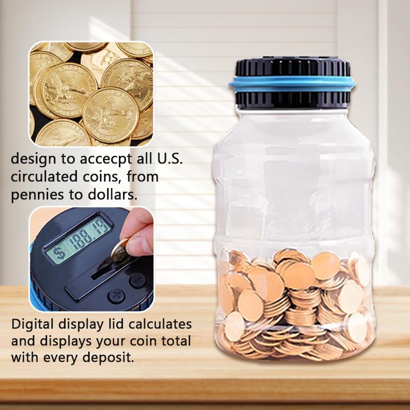 Large Piggy Banks,Money saving challenge,educational toys.   Capacity CoinCounter Machine with LCD Counter,Change Jars for Saving for BoysGirls,Designed for All US Coins,Thanksgiving, Christmasgifts。Christmas gift