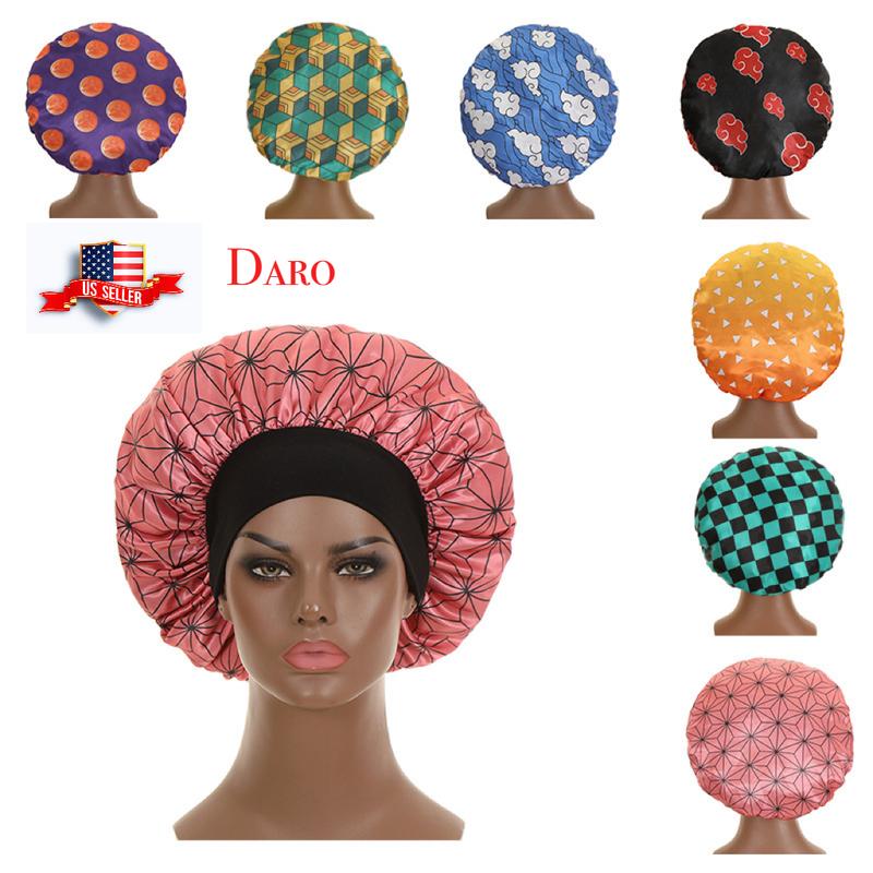 DARO Satin Bonnet Silk Like Bonnets for Sleeping Sleep Cap Hair Care Bonnet with Elastic Tie Band  Hair Night Cap Anime Bonnet Cosplay Shower Cap