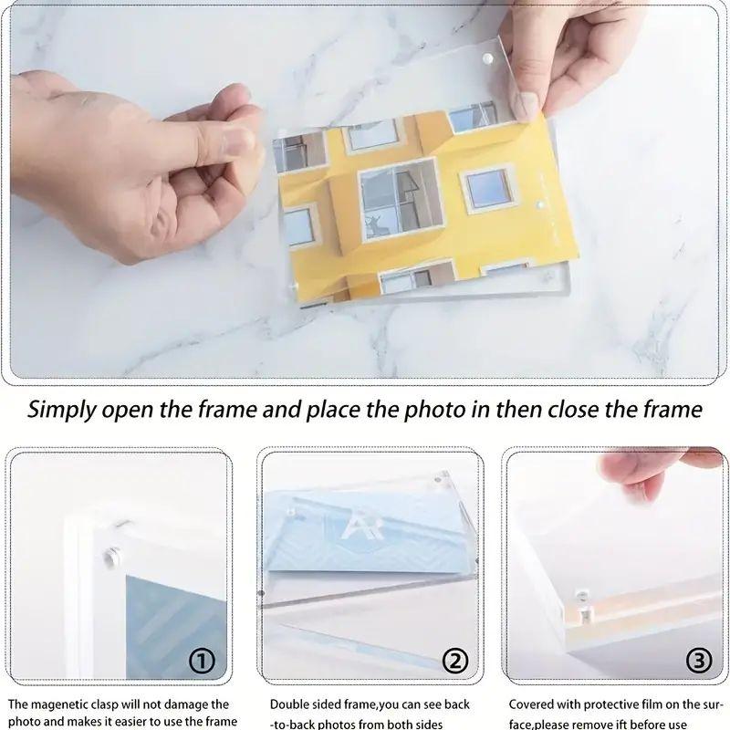 Popular transparent magnetic crystal photo frame Decor Light Glass Plastic Room Sheets