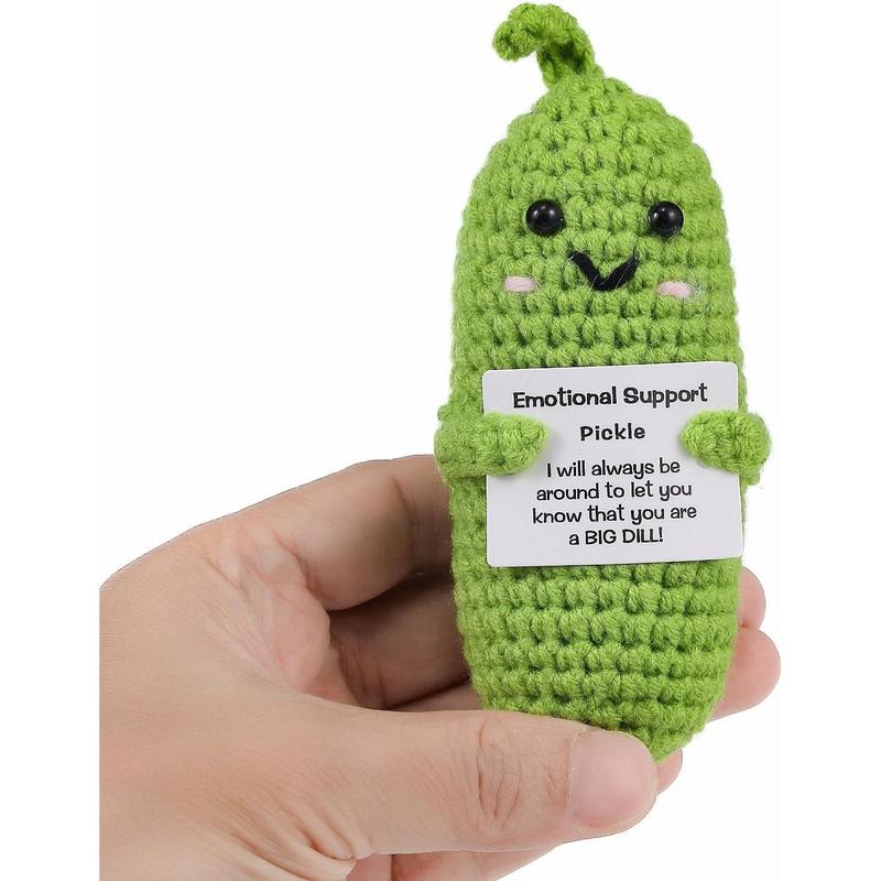 Funny Positive Pickle Home Decorations Crochet Gifts Encouragement Birthday Gifts, Christmas Stocking Stuffers (Green Pickle)