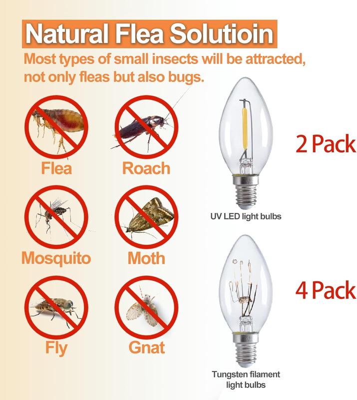 Flea Traps for Inside Your Home 2 Packs, Flea Trap Indoor Pest Control Trapper Insect Killer with Light, Sticky Bed Bug Natural Household Lightweight