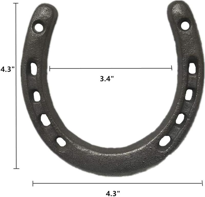 Cast Iron Horseshoe Wall Decor, Medium Horseshoe Durable Cast Iron 5 Holes On Each Side for Indoor Or Outdoor(1 pack)