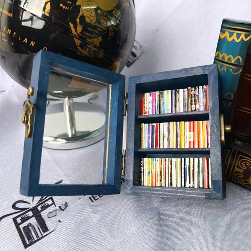 Creative Anti-Anxiety Bookshelf Miniature Book Match Boxes Gift Shake Away Your Anxiety Doll House Decoration Gifts Ornaments Wood Wooden Artistic