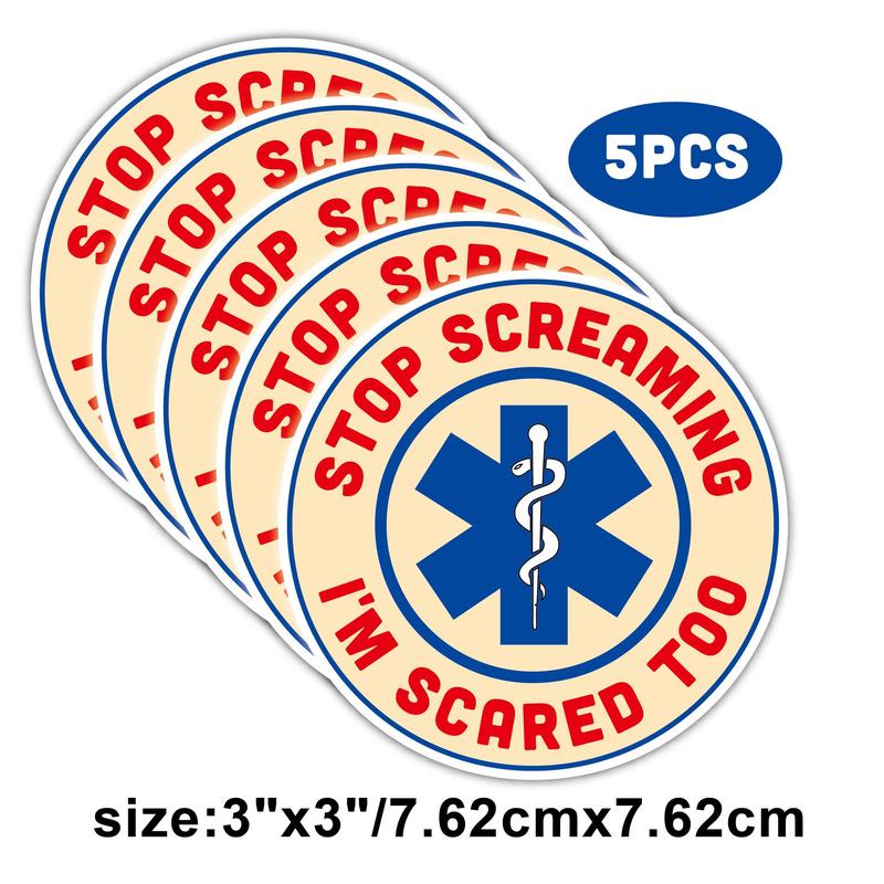 Stop Screaming I'm Scared Too Sticker, 5pcs set Funny Sticker, Decorative Sticker for Car Bike Helmet, Gift Decoration