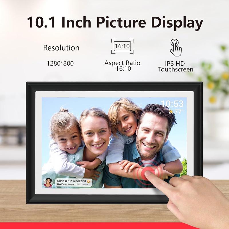 [Black Friday] Christmas Gift 32GB FRAMEO 10.1 Inch WiFi Digital Photo Frame with LED Light, 1280x800 HD IPS LCD Touch Screen, Auto-Rotate Portrait and Landscape, 32GB Storage, Share Moments Instantly via Frameo App from Anywhere Decor