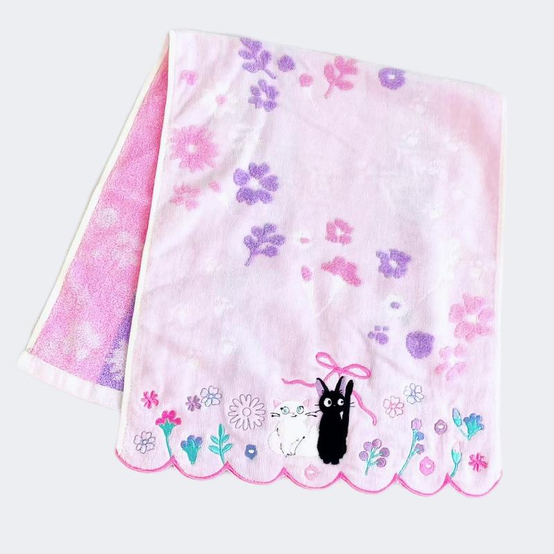 Fabulous Soft Cotton Facial Towel with Beautiful Cats Embroidery for Bathroom, Kitchen, Home Decor cotton towel absorbent towel