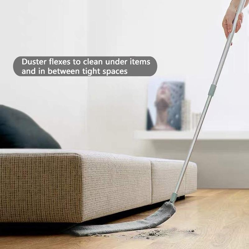 Retractable Gray Crevice Duster  Duster Brush with Extension Wand (36 to 52 inches) Multifunctional Crevice Cleaning Duster Retractable Microfiber