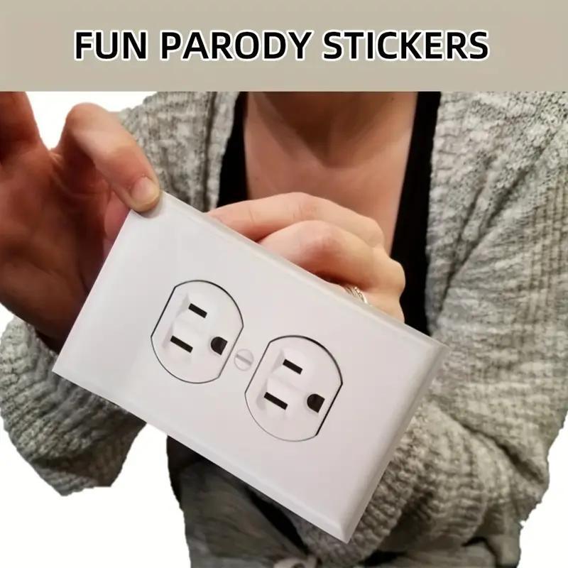 Fake Power Outlet Stickers, 10pcs set Self-adhesive Funny Power Outlet Decals, Wall Prank Stickers for Office, Home, Party